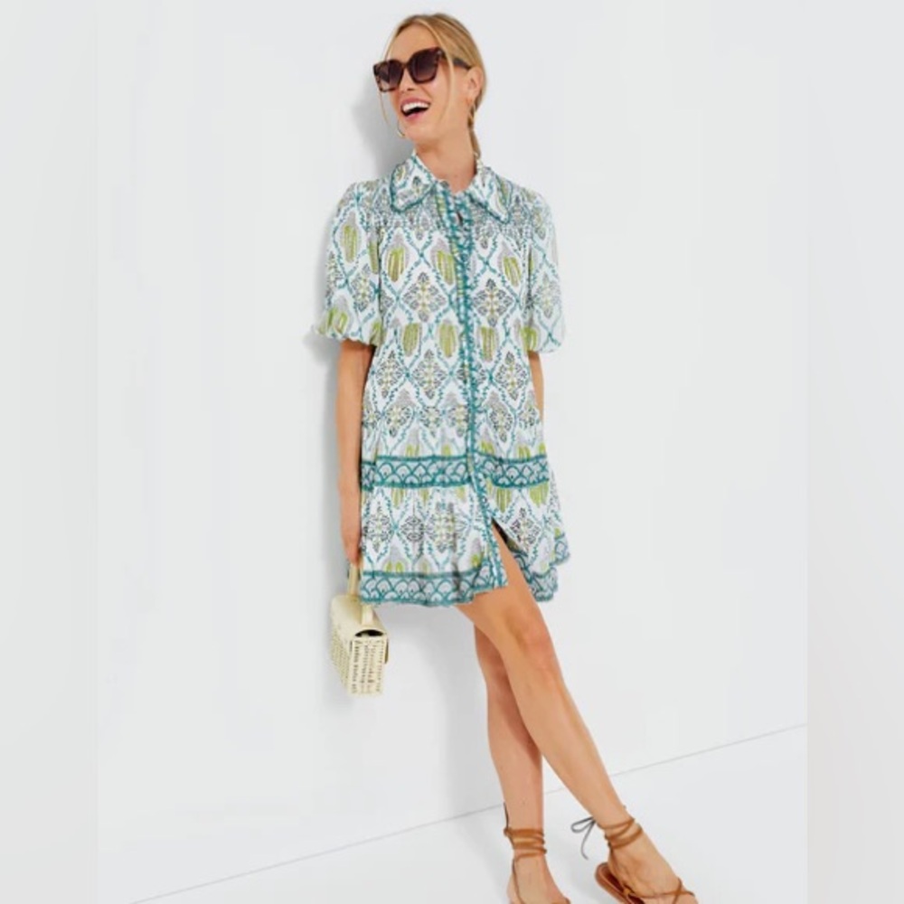 Ash & Eden Green Zinnia Shirt Dress